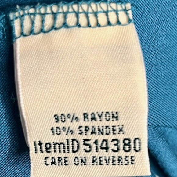 L.L. Bean Fit & Flare Summer Knit Polka Dot Stretch Dress - Teal/White - XL - Picture 9 of 11